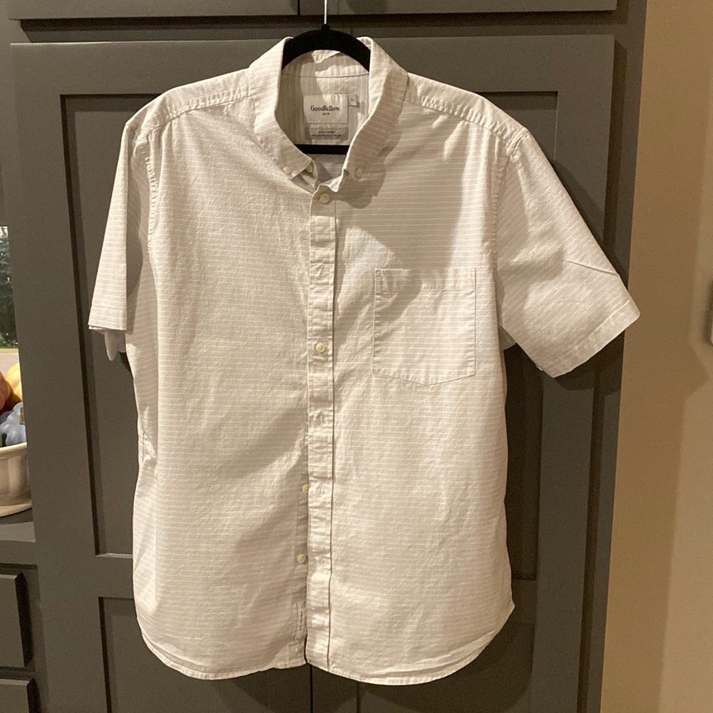 Mens grey White stripe button down shirt